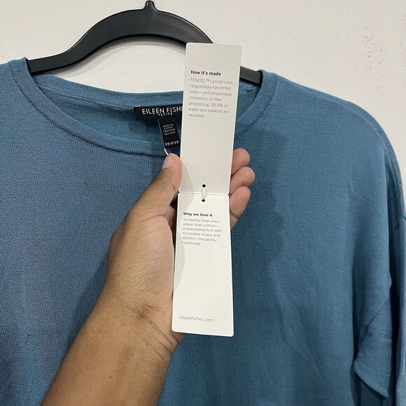 NWT Eileen Fisher Tencel Stretch Cropped Short Sleeve River Top Size 2/4P - Picture 4 of 6